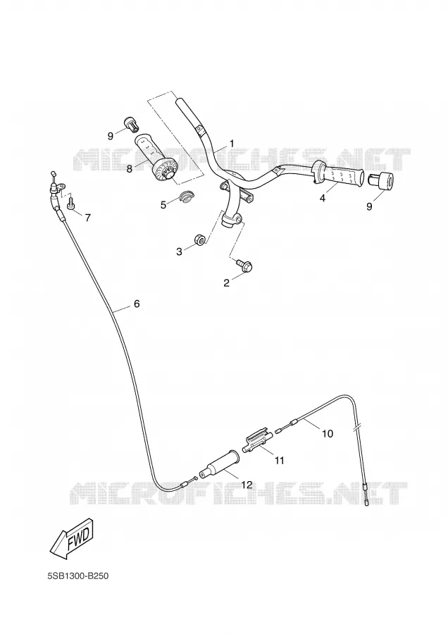 GUIDON ET CABLES Yamaha SCOOTER 50 2003 AEROX  YQ50L