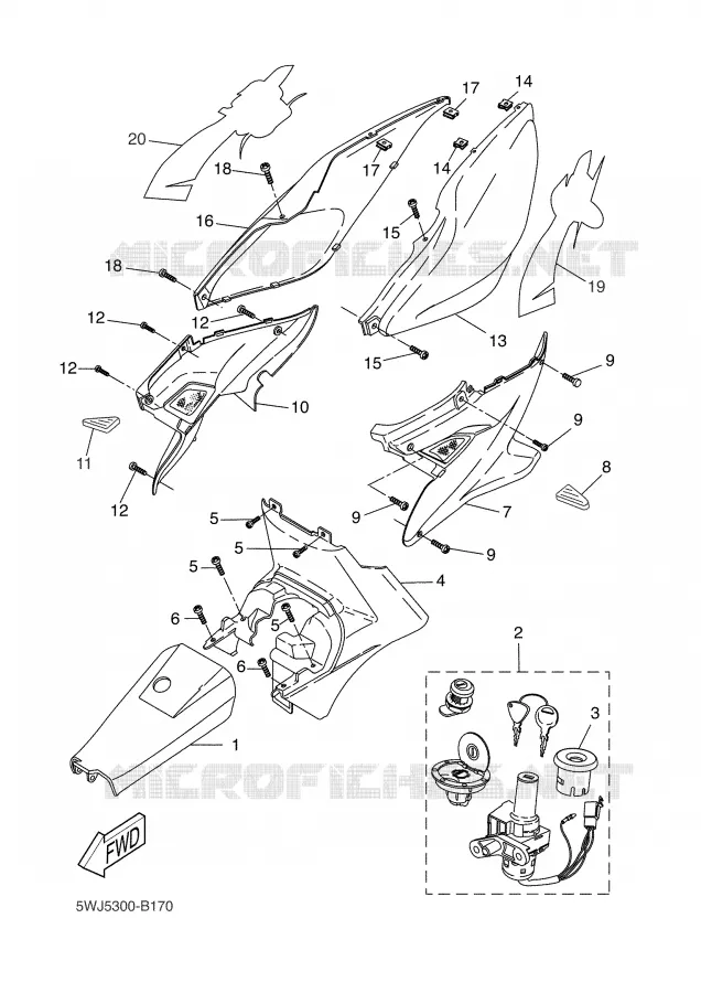 COUVERCLE LATERAL Yamaha SCOOTER 50 2003 AEROX  YQ50L