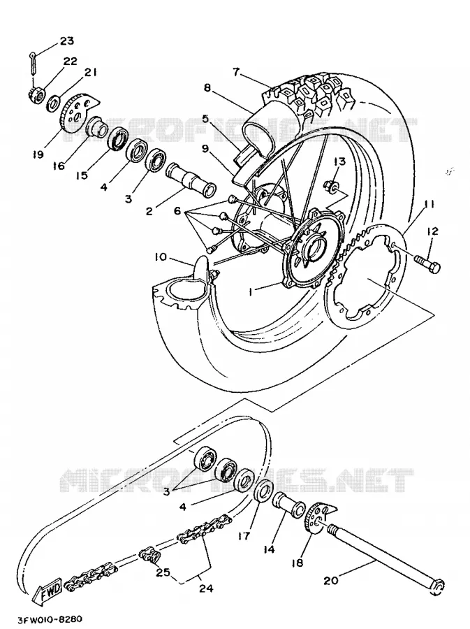 ROUE ARRIERE Yamaha MOTO 200 1989 DTR  DT200R