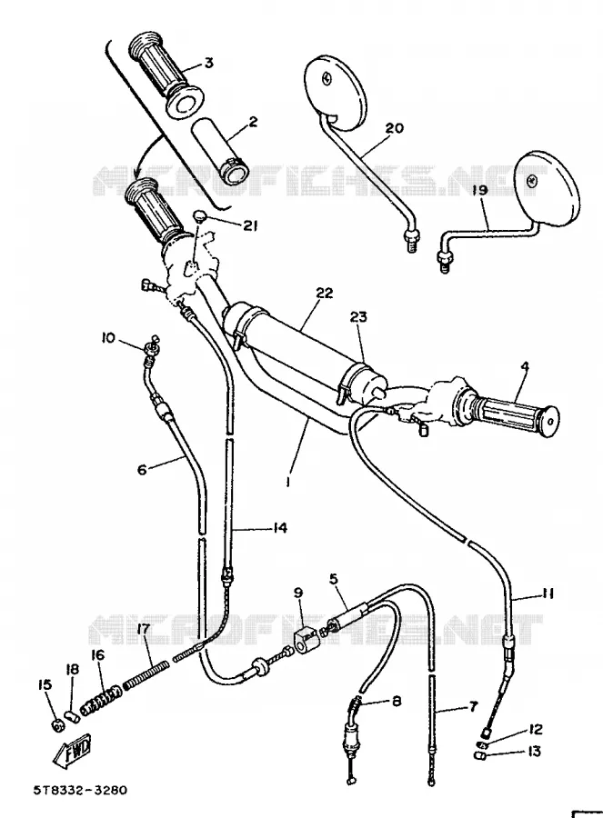 GUIDON ET CABLES Yamaha MOTO 50 1986 DTMX  DT50M
