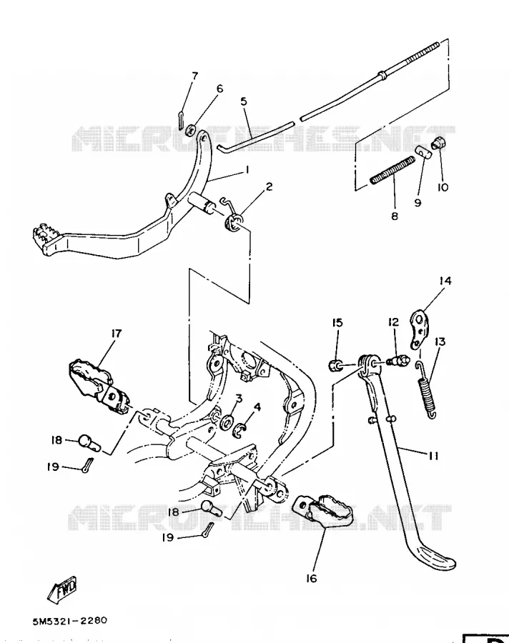 SUPPORT / REPOSE PIEDS Yamaha MOTO 50 1986 DTMX  DT50MX