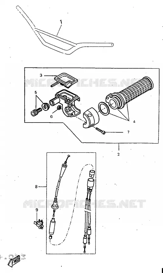 GUIDON ET CABLES Yamaha MOTO 50 1997 DTR  DT50R