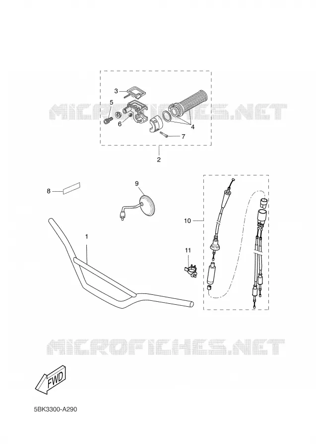 GUIDON ET CABLES Yamaha MOTO 50 2002 DTR  DT50R