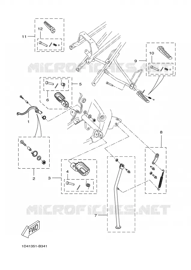 SUPPORT / REPOSE PIEDS Yamaha MOTO 50 2003 DTR  DT50R