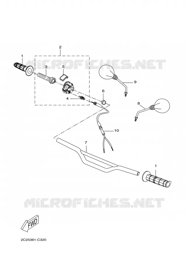 GUIDON ET CABLES Yamaha MOTO 50 2005 DTR  DT50R