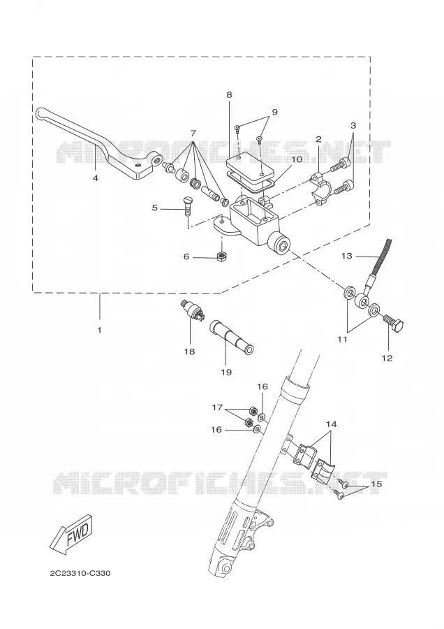 MAITRE CYLINDRE DE FREIN AVANT Yamaha MOTO 50 2008 DTR  DT50R