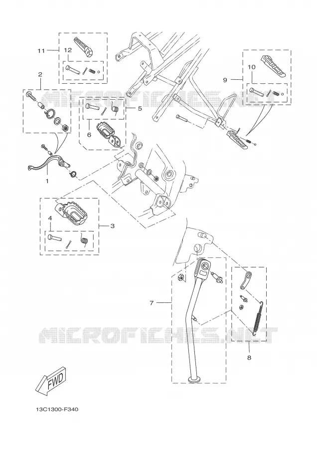 SUPPORT / REPOSE PIEDS Yamaha MOTO 50 2008 DTR  DT50RSM