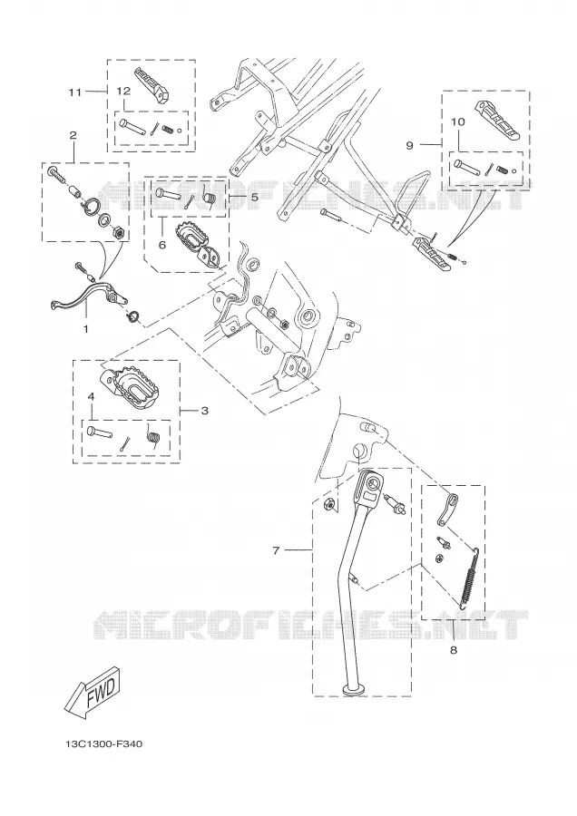 BEQUILLE / REPOSE PIEDS Yamaha MOTO 50 2008 DTR  DT50R