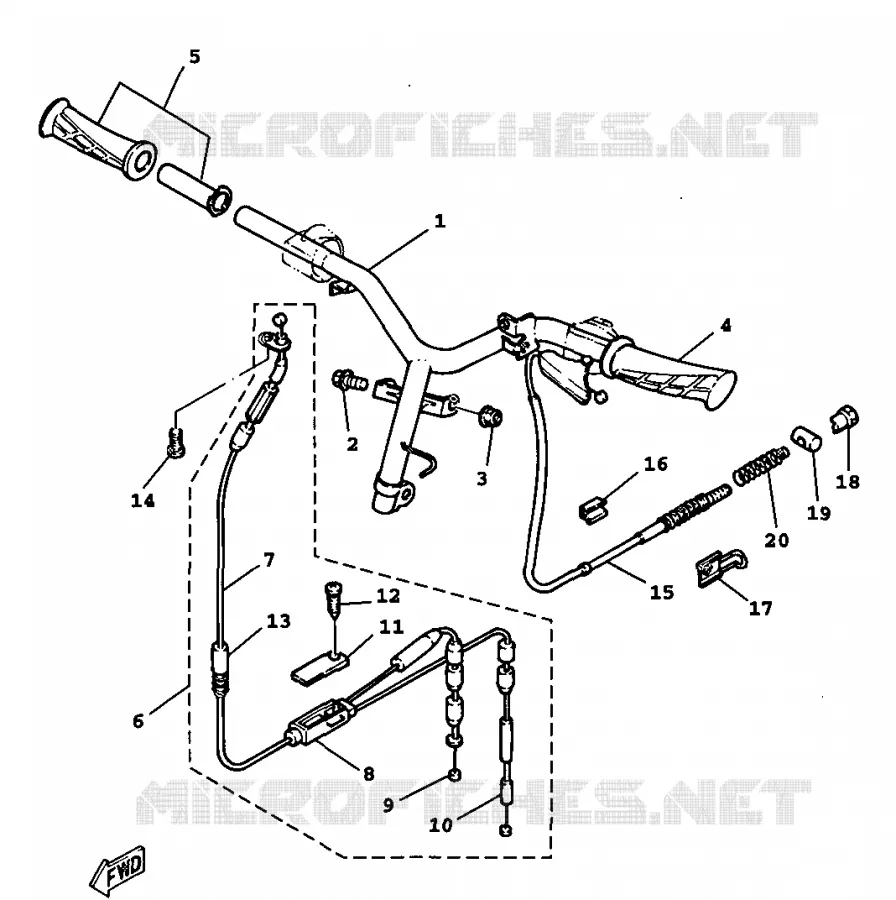 GUIDON ET CABLES Yamaha SCOOTER 100 1999 BWS  YW100E