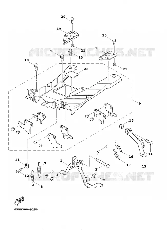 SUPPORT / REPOSE PIEDS Yamaha SCOOTER 100 2001 BOOSTER  YW100E