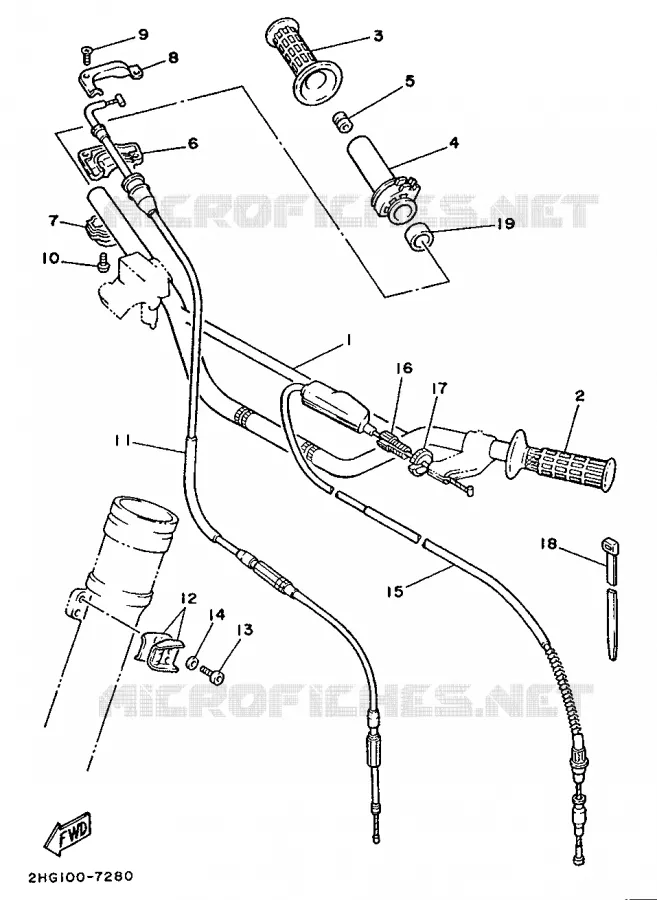 GUIDON ET CABLES Yamaha MOTO 125 1987 YZ  YZ125