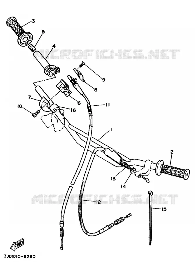 GUIDON ET CABLES Yamaha MOTO 125 1989 YZ  YZ125