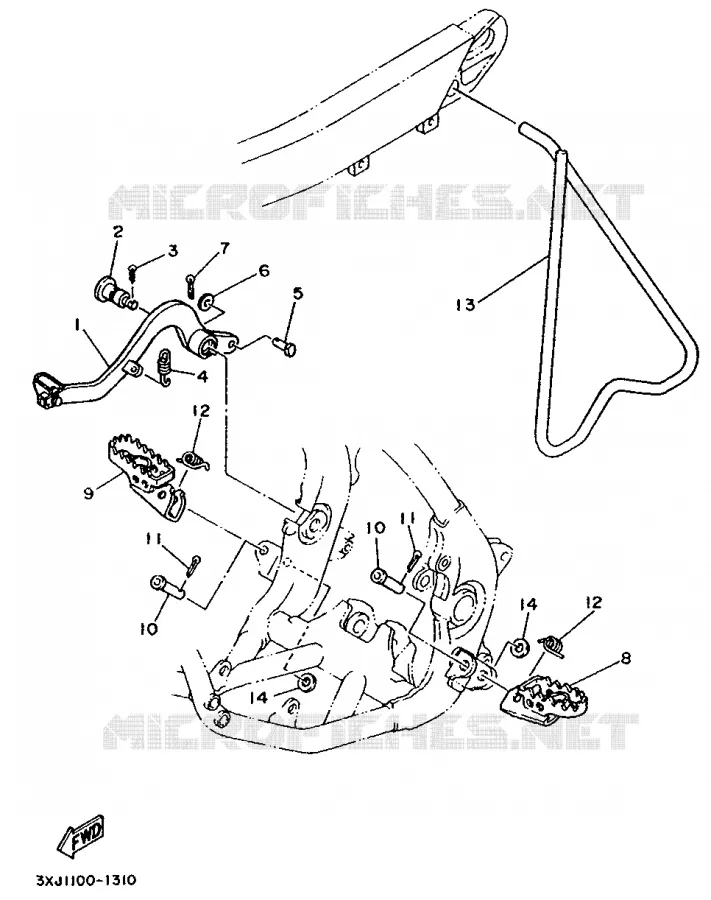 SUPPORT / REPOSE PIEDS Yamaha MOTO 125 1991 YZ  YZ125