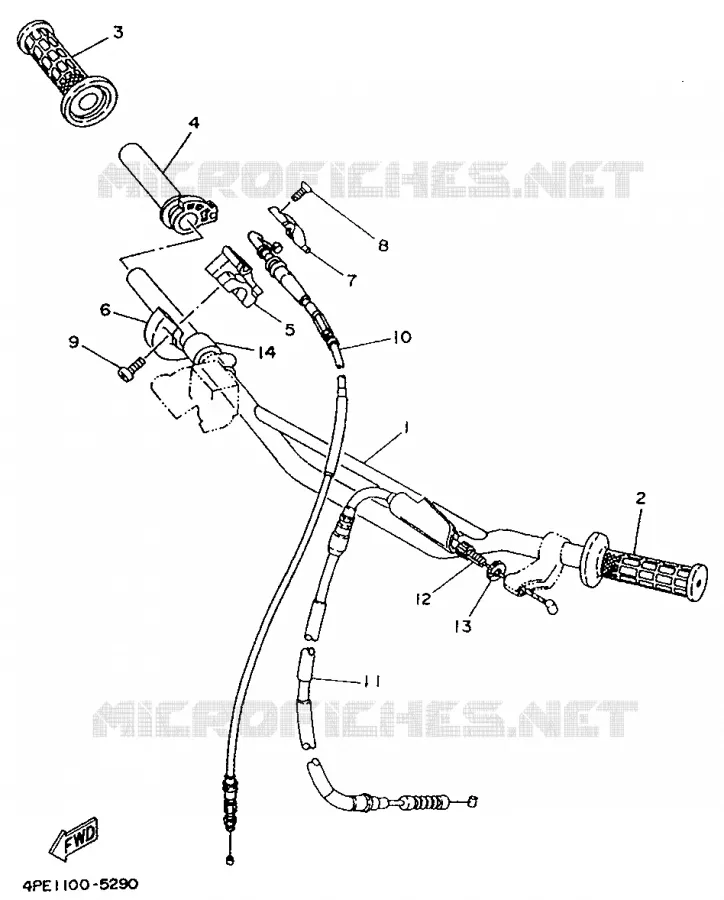 GUIDON ET CABLES Yamaha MOTO 125 1995 YZ  YZ125