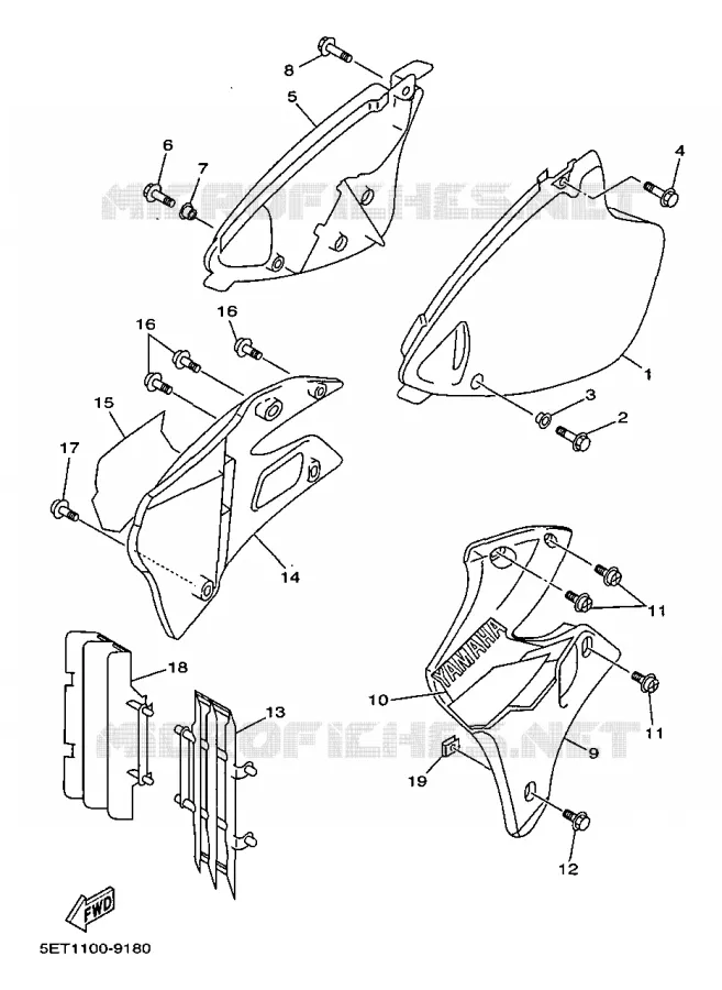 COUVERCLE LATERAL Yamaha MOTO 125 1999 YZ  YZ125