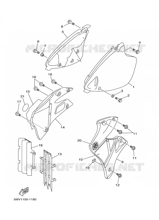 COUVERCLE LATERAL Yamaha MOTO 125 2001 YZ  YZ125