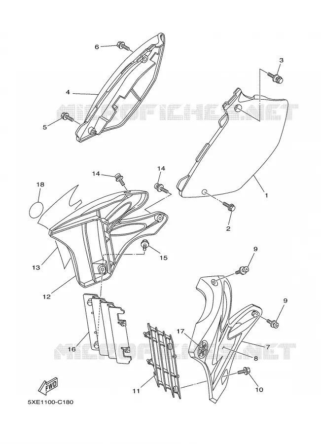 COUVERCLE LATERAL Yamaha MOTO 125 2004 YZ  YZ125