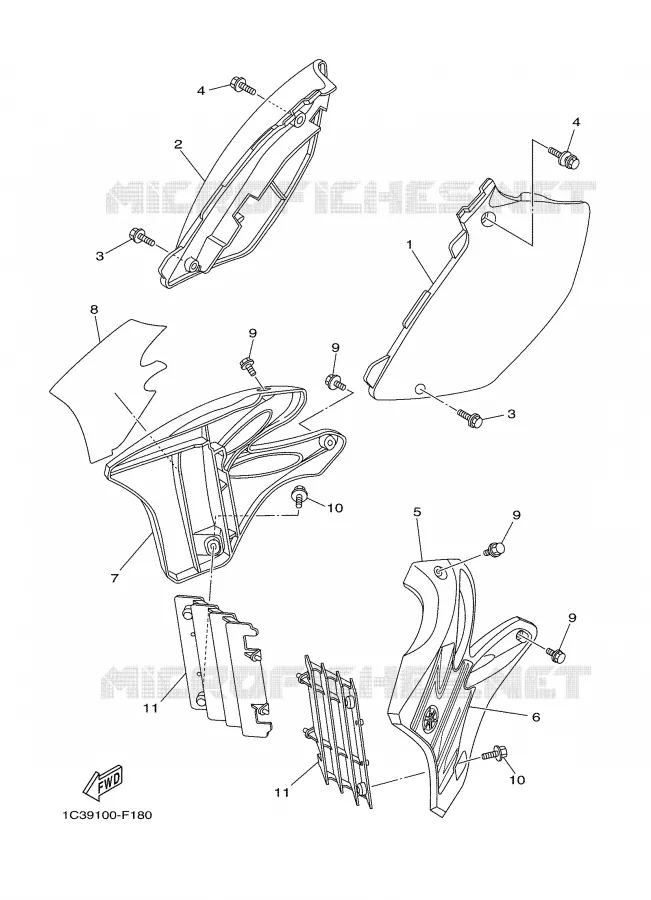 COUVERCLE LATERAL Yamaha MOTO 125 2007 YZ  YZ125