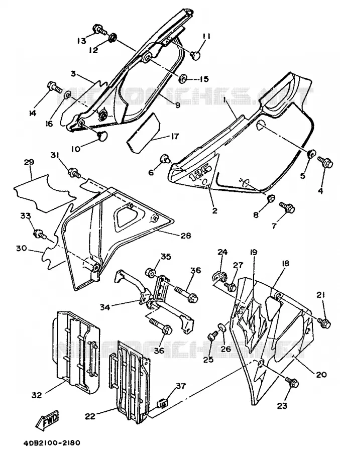 CACHE LATERAL - RESERVOIR D'HUILE Yamaha MOTO 125 1992 YZ  YZ125D