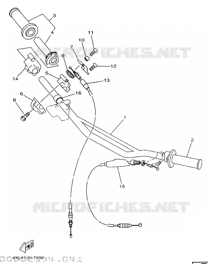 GUIDON ET CABLES Yamaha MOTO 125 1998 YZ  YZ125K