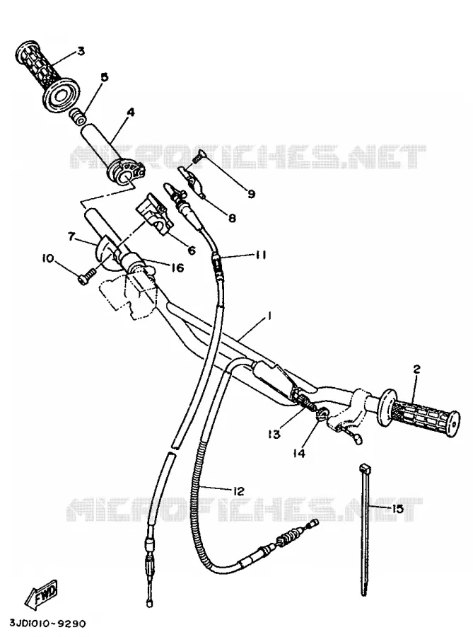 GUIDON ET CABLES Yamaha MOTO 125 1990 YZ  YZ125LC