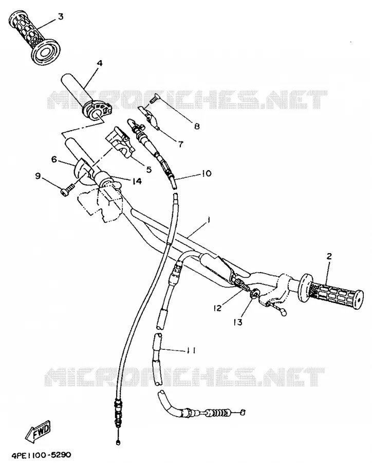 GUIDON ET CABLES Yamaha MOTO 125 1995 YZ  YZ125LC