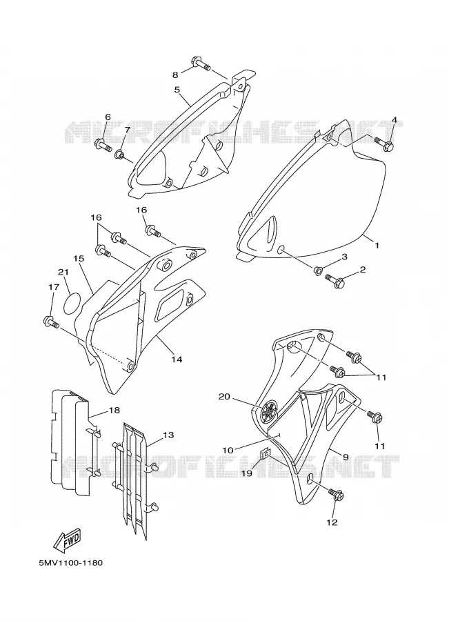 COUVERCLE LATERAL Yamaha MOTO 125 2001 YZ  YZ125N