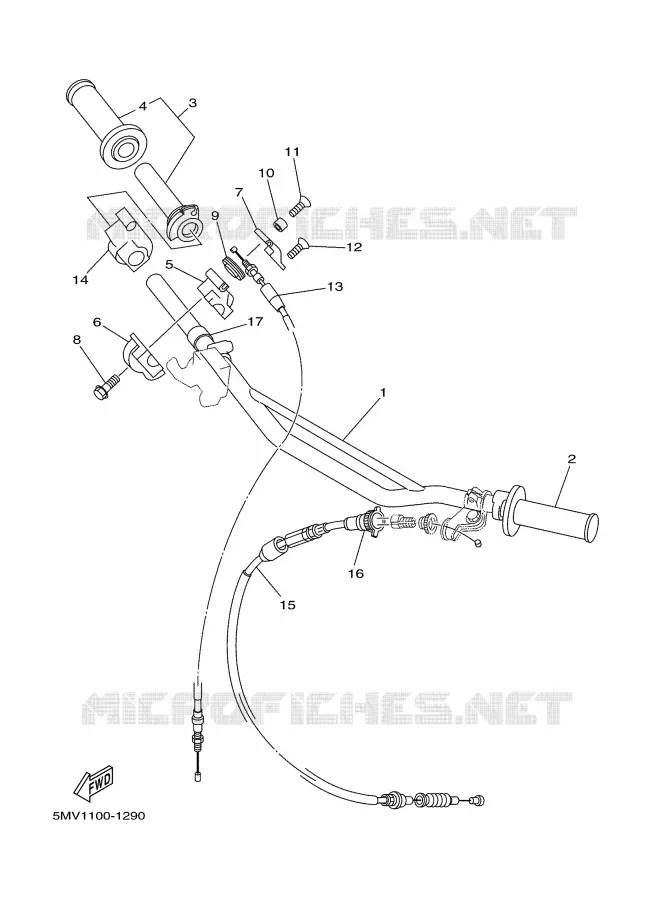 GUIDON ET CABLES Yamaha MOTO 125 2001 YZ  YZ125N