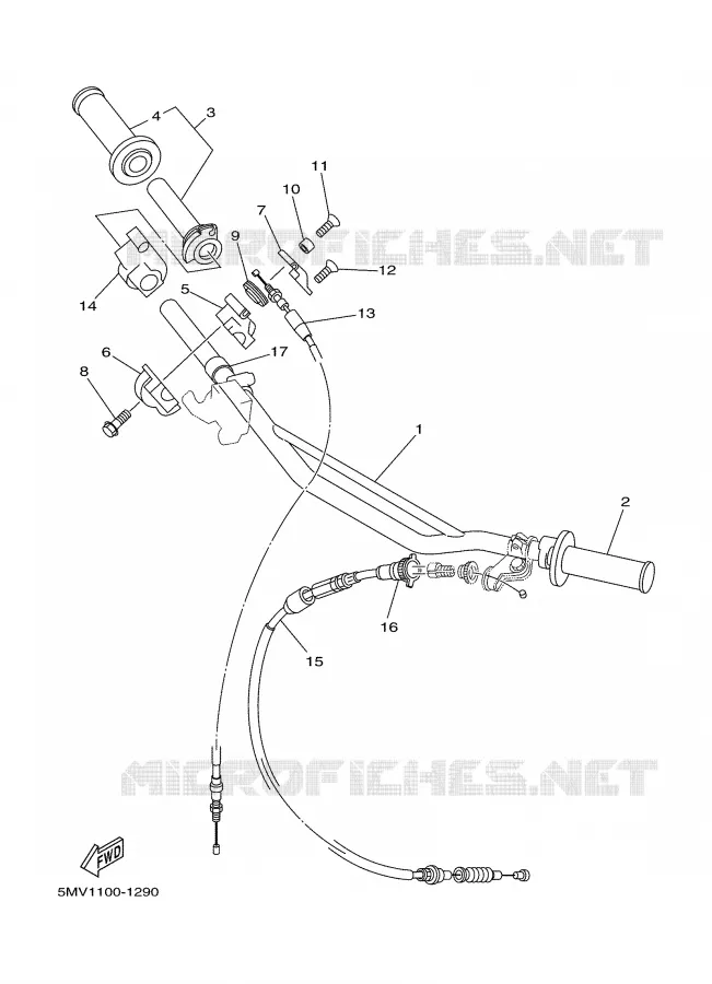 GUIDON ET CABLES Yamaha MOTO 125 2001 YZ  YZ125N