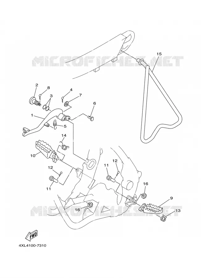 SUPPORT / REPOSE PIEDS Yamaha MOTO 125 2001 YZ  YZ125N