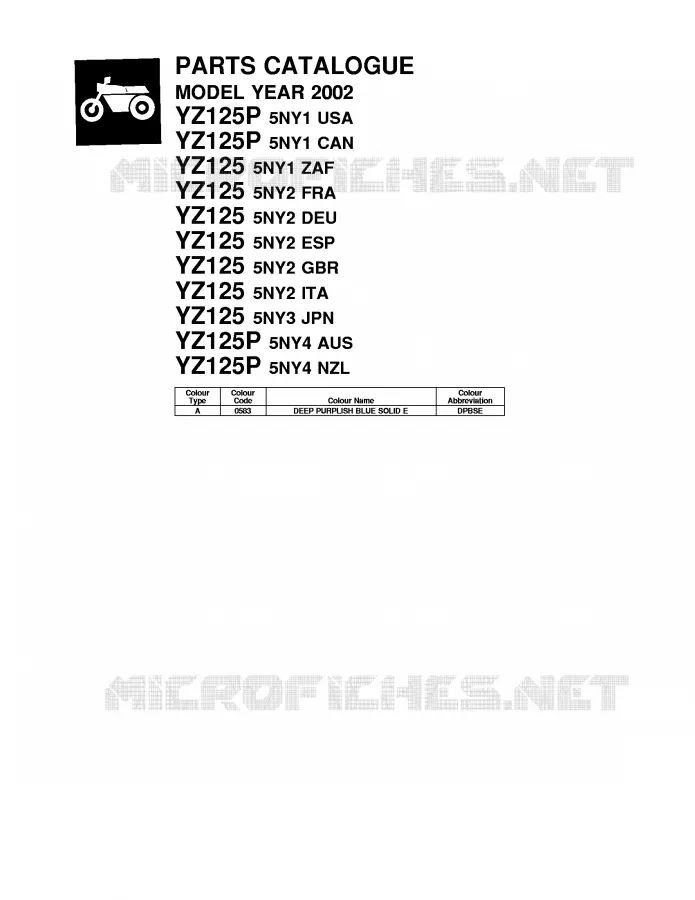 * CATALOG PREFACE * Yamaha MOTO 125 2002 YZ  YZ125P