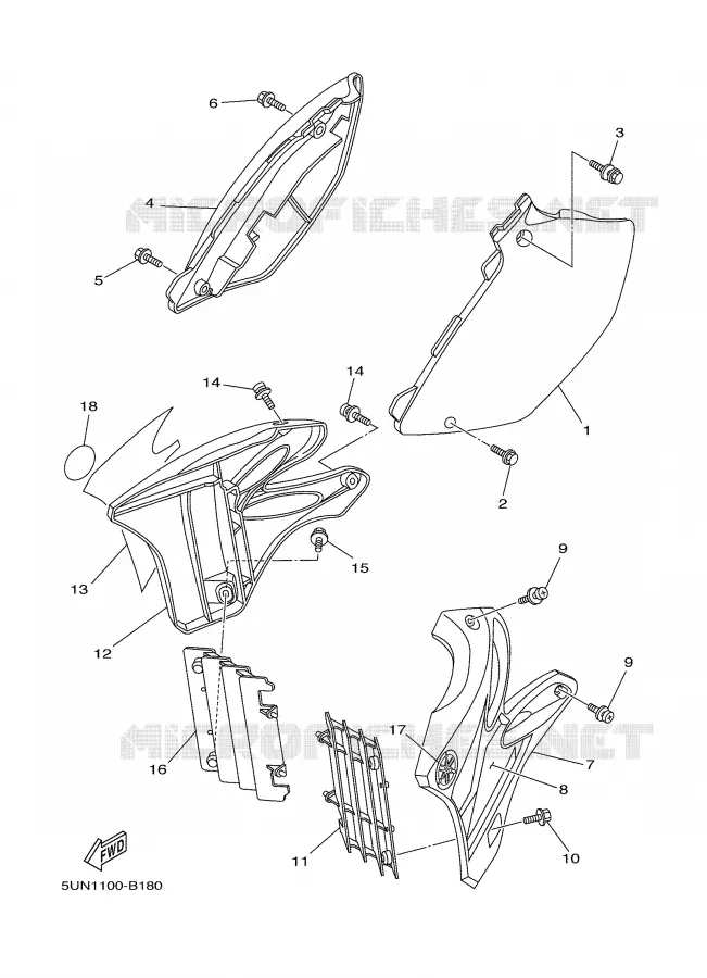 COUVERCLE LATERAL Yamaha MOTO 125 2003 YZ  YZ125R