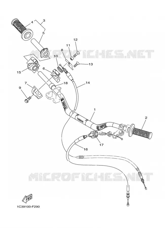 GUIDON ET CABLES Yamaha MOTO 125 2007 YZ  YZ125W1