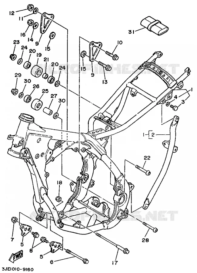 COUVERCLE LATERAL Yamaha MOTO 250 1989 YZ  YZ250