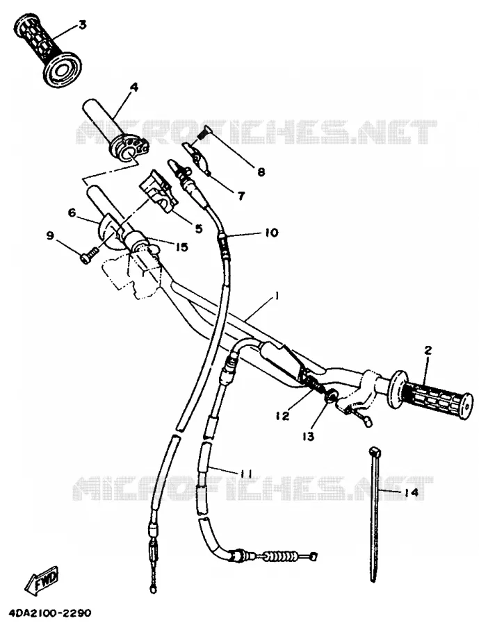 GUIDON ET CABLES Yamaha MOTO 250 1994 YZ  YZ250