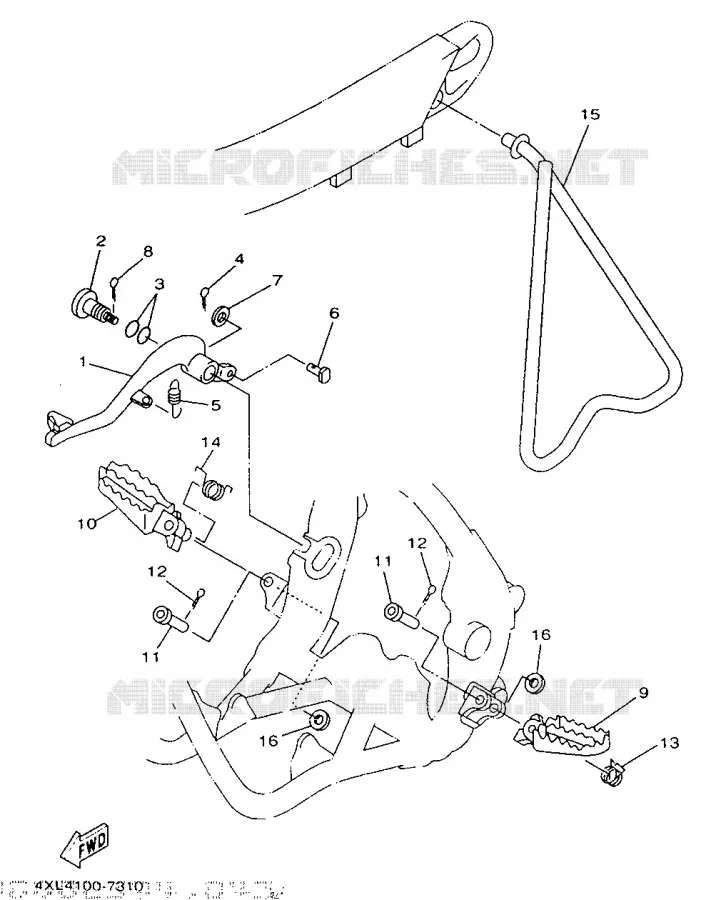SUPPORT / REPOSE PIEDS Yamaha MOTO 250 1997 YZ  YZ250