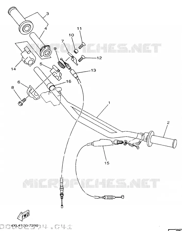 GUIDON ET CABLES Yamaha MOTO 250 1997 YZ  YZ250