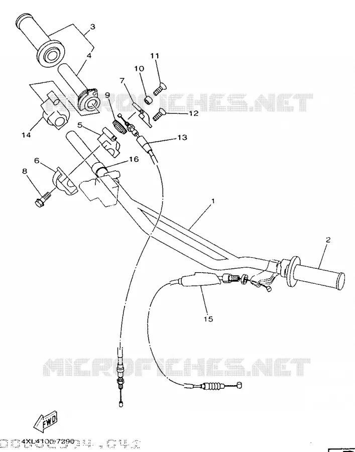 GUIDON ET CABLES Yamaha MOTO 250 1997 YZ  YZ250