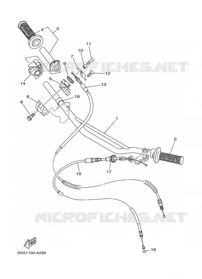 GUIDON ET CABLES Yamaha MOTO 250 2002 YZ  YZ250
