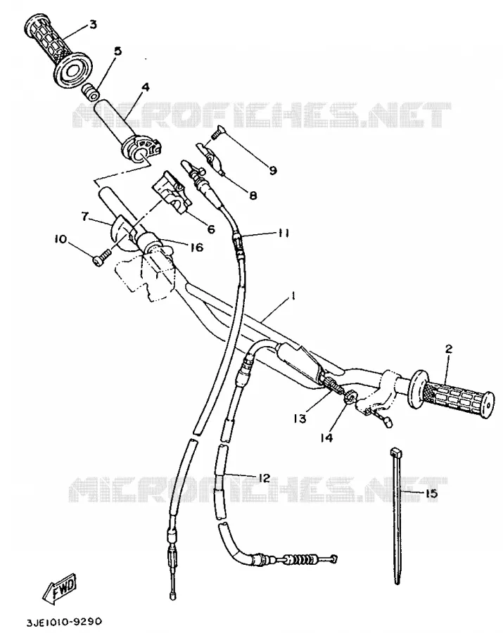 GUIDON ET CABLES Yamaha MOTO 250 1990 YZ  YZ250A