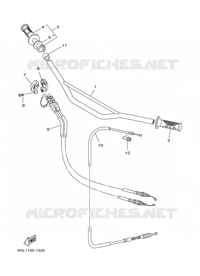 GUIDON ET CABLES Yamaha MOTO 250 2001 YZF  YZ250F