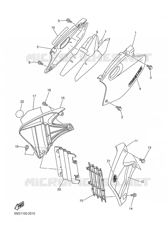 COUVERCLE LATERAL Yamaha MOTO 250 2002 YZF  YZ250F