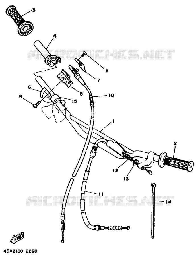GUIDON ET CABLES Yamaha MOTO 250 1992 YZ  YZ250LC