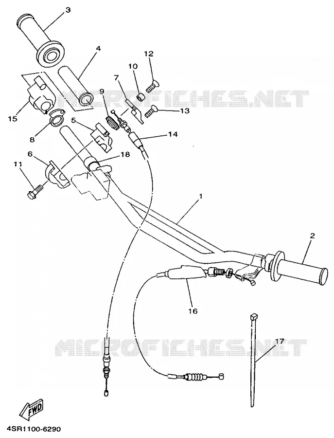 GUIDON ET CABLES Yamaha MOTO 250 1996 YZ  YZ250LC