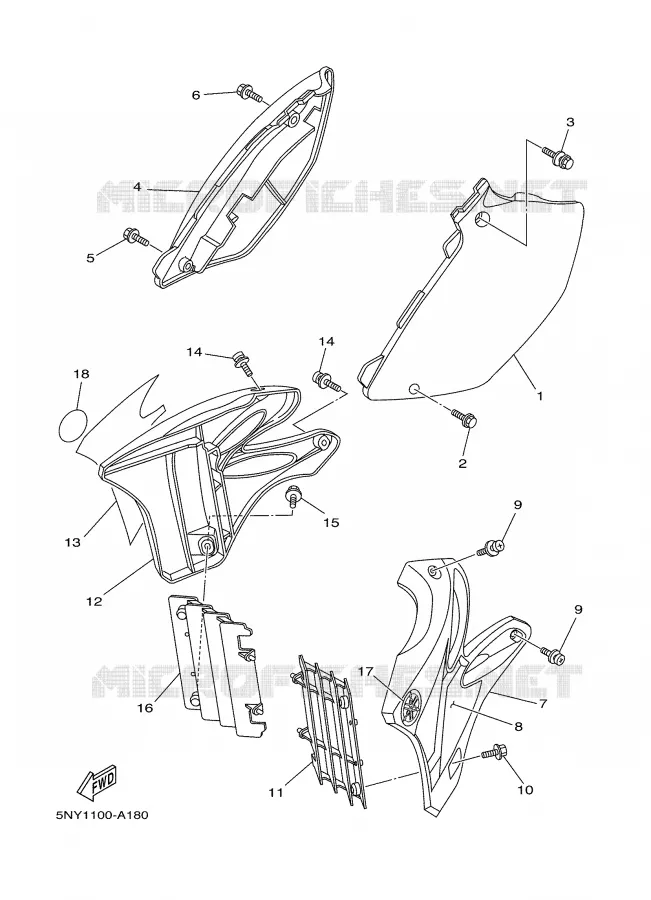 COUVERCLE LATERAL Yamaha MOTO 250 2002 YZ  YZ250P