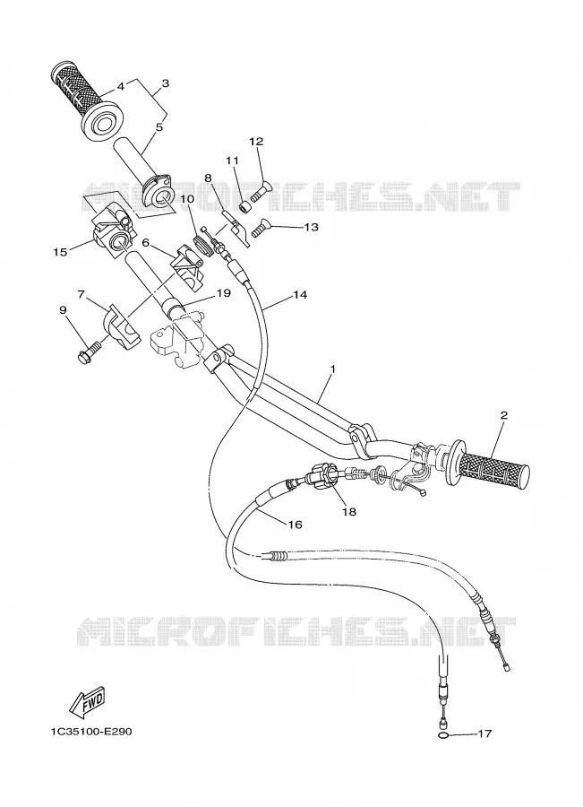GUIDON ET CABLES Yamaha MOTO 250 2006 YZ  YZ250