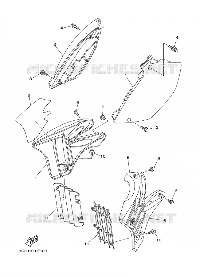 COUVERCLE LATERAL Yamaha MOTO 250 2007 YZ  YZ250