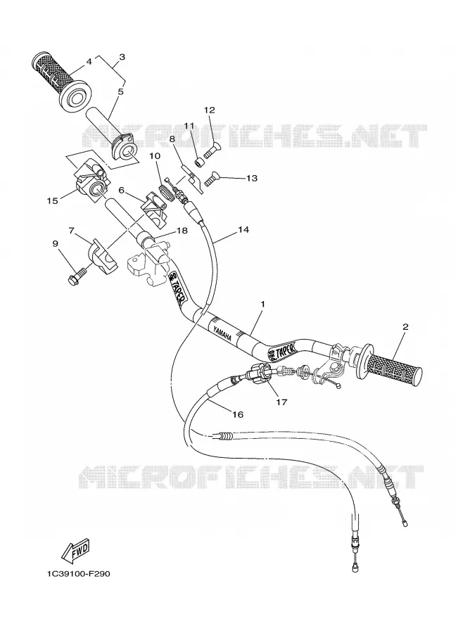 GUIDON ET CABLES Yamaha MOTO 250 2008 YZ  YZ250