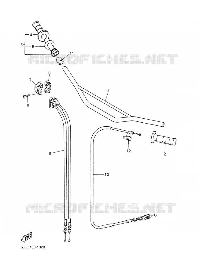 GUIDON ET CABLES Yamaha MOTO 426 2001 YZF  YZ426F