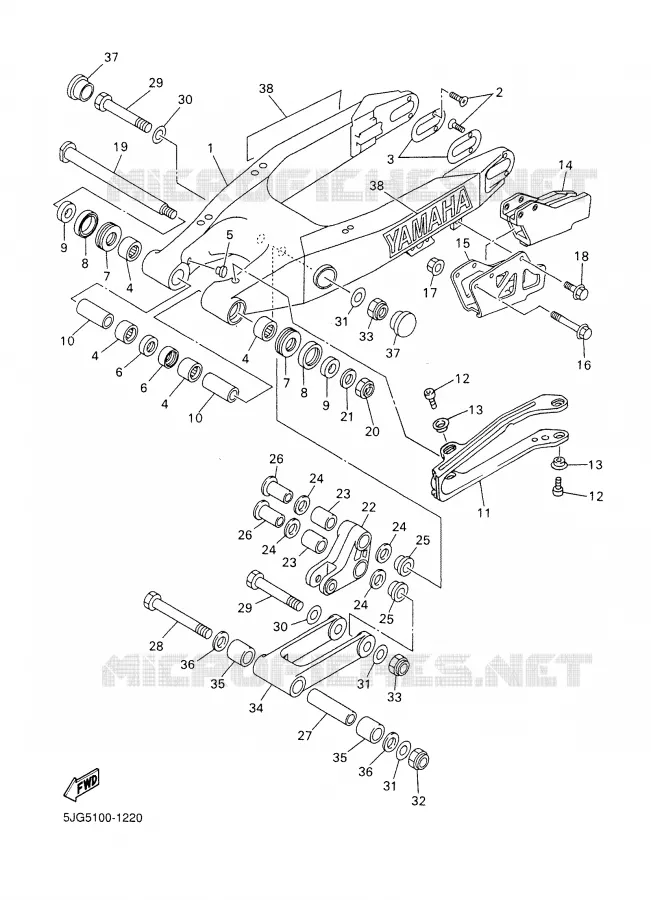 BRAS ARRIERE Yamaha MOTO 426 2001 YZF  YZ426FN